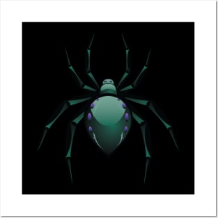 Cartoon Green Spider Posters and Art